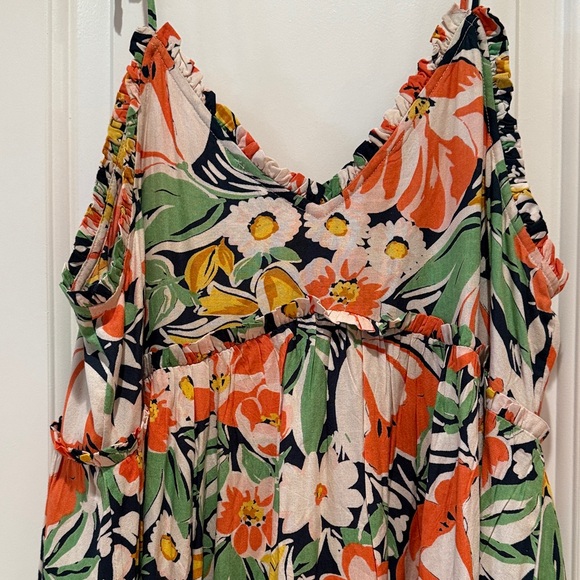NWT Patrons of Peace Coral Bloom Floral Boho Sundress in Orange, Green & Black - Picture 9 of 11